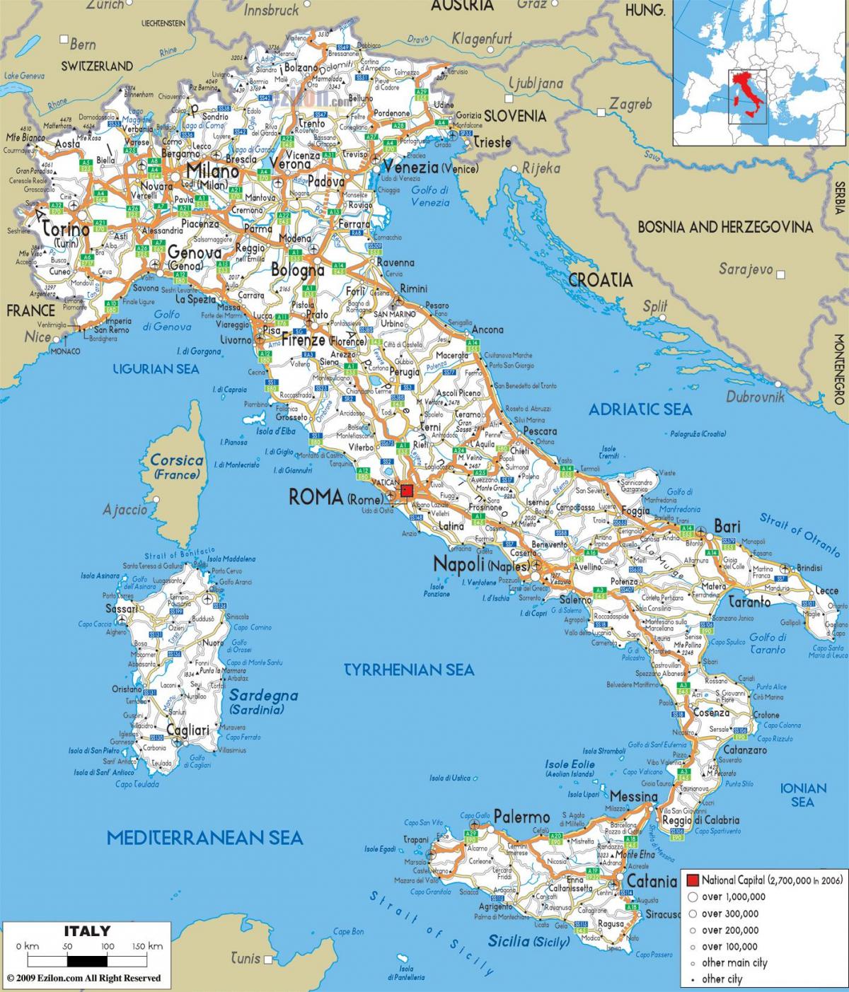 подробна карта на Италия 